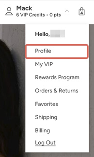Mein Profil nach der Anmeldung auf der Website